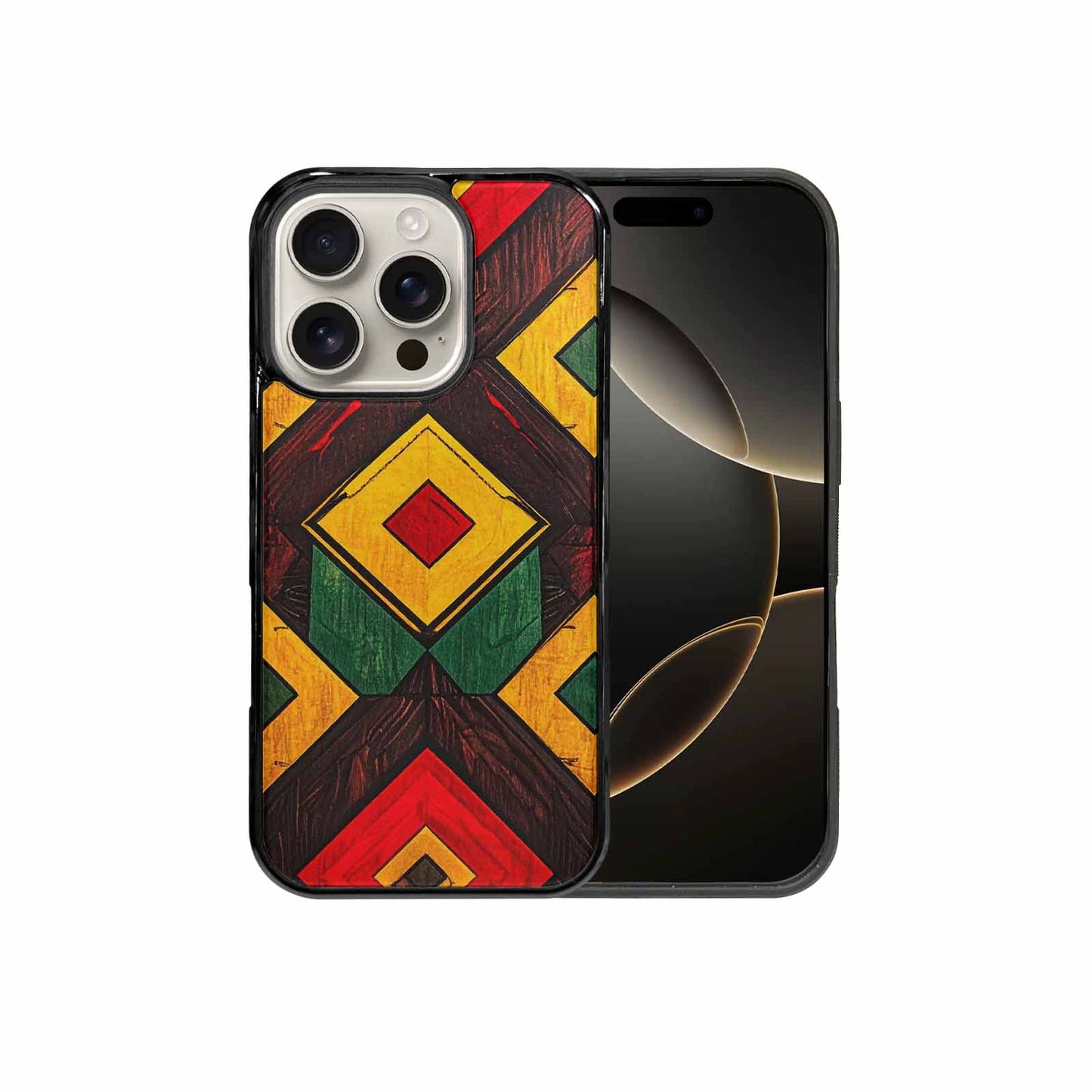 iPhone 16 Pro Case — African Kente Cloth Inspired Pattern Geometric, Custom Printed Phone Case