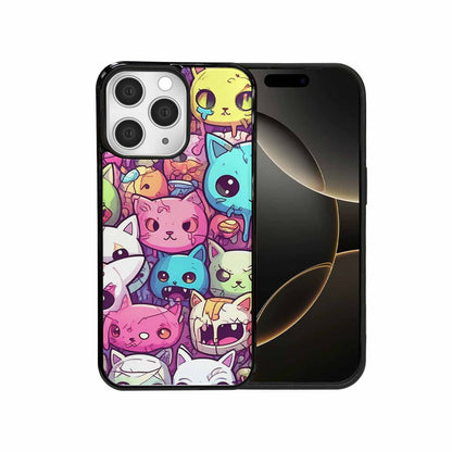 iPhone 15 Pro Max Case — Pastel Gore Cat Character Pattern Hundreds, Customized Protective Case