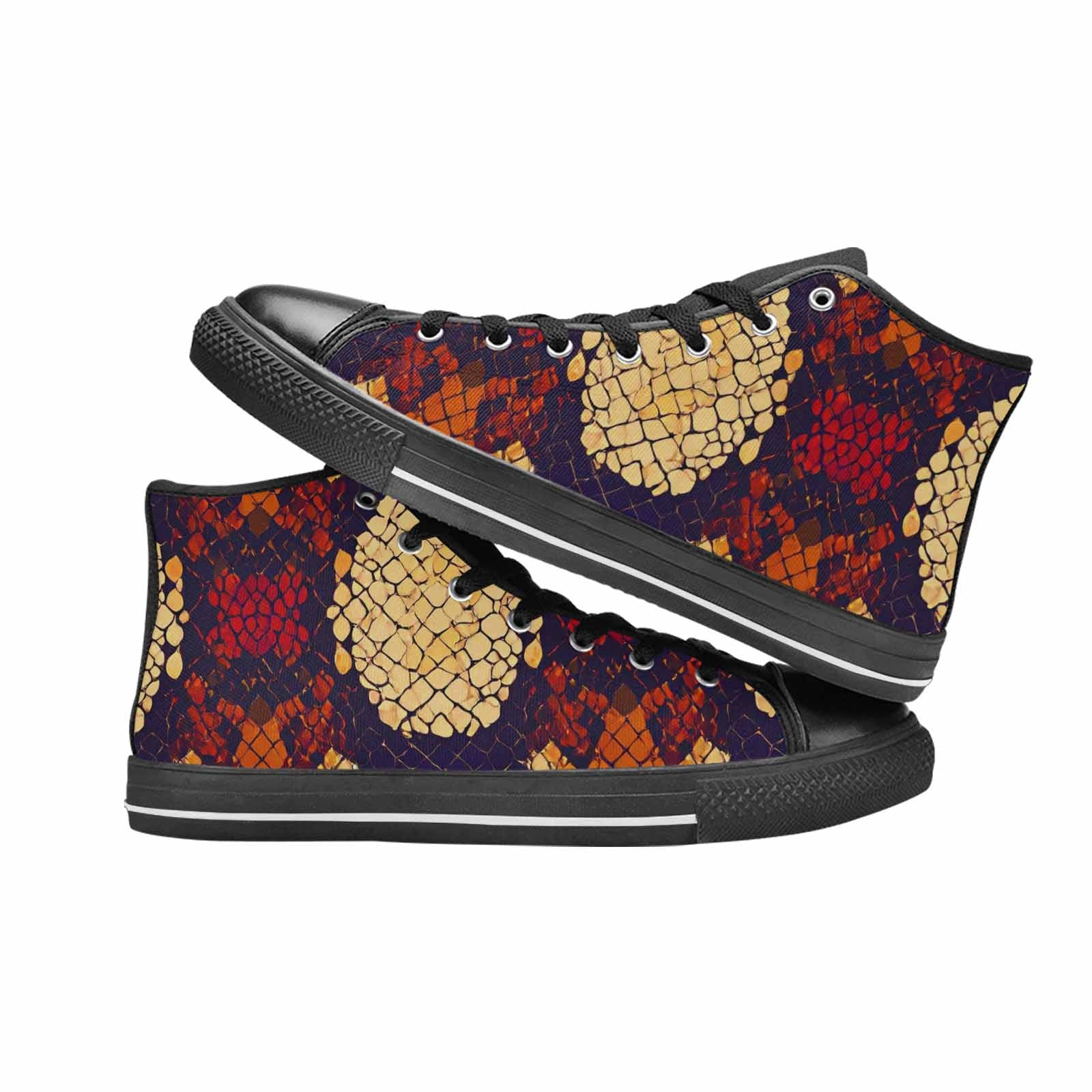 WOMEN'S Dark Snake Print High Top Canvas Cottagecore Custom Sneakers