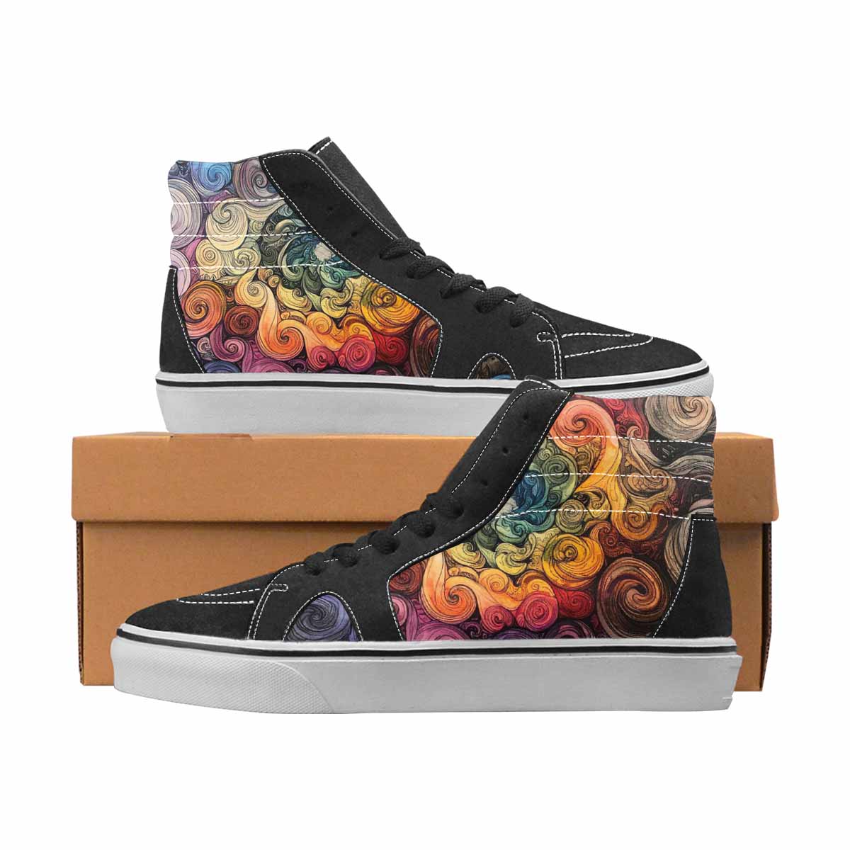 WOMEN'S Tie Dye High Top Canvas Personalized Dreamcore All Over Print Shoes