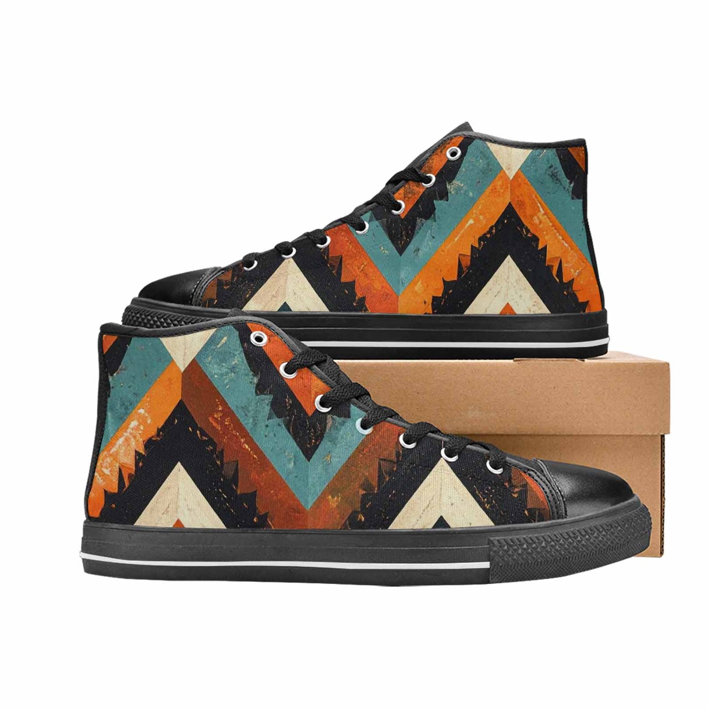 MEN'S Southwestern Geometric Diamond High Top Canvas Aesthetic Custom Sneakers