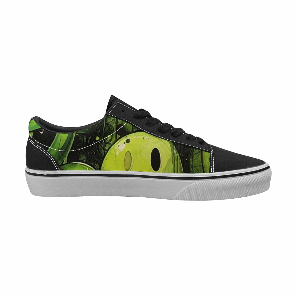 WOMEN'S Melting Moon Smiley Lace-Up Canvas Wallpaper Art Custom Sneakers