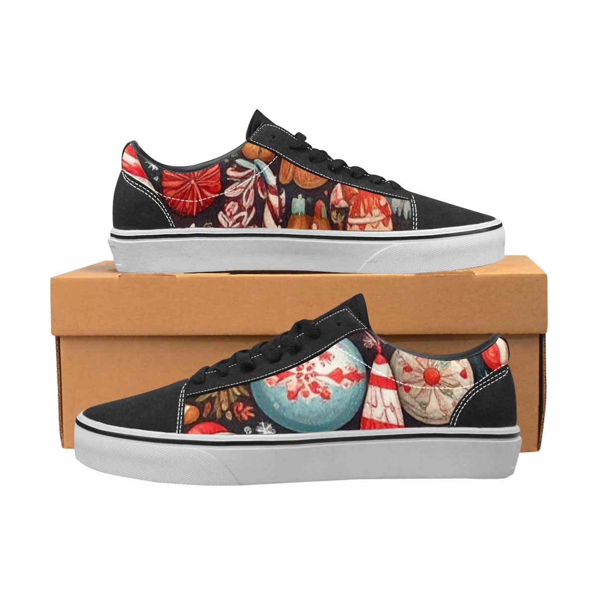 WOMEN'S Christmas Holly Snowflake Canvas Lace-Up Cottagecore Custom Shoes