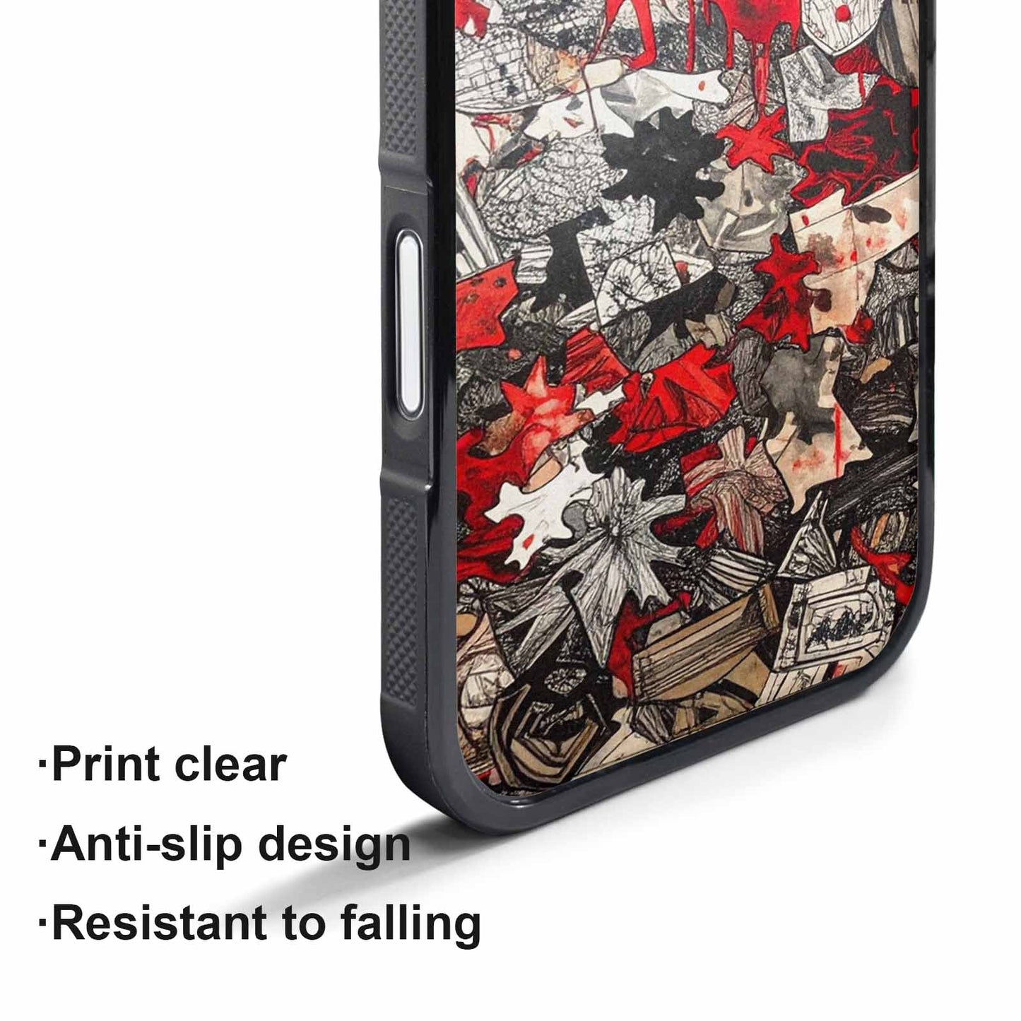 iPhone 17 Pro Max Case — Black &amp; Red Ink Camo, Custom Printed Phone Case