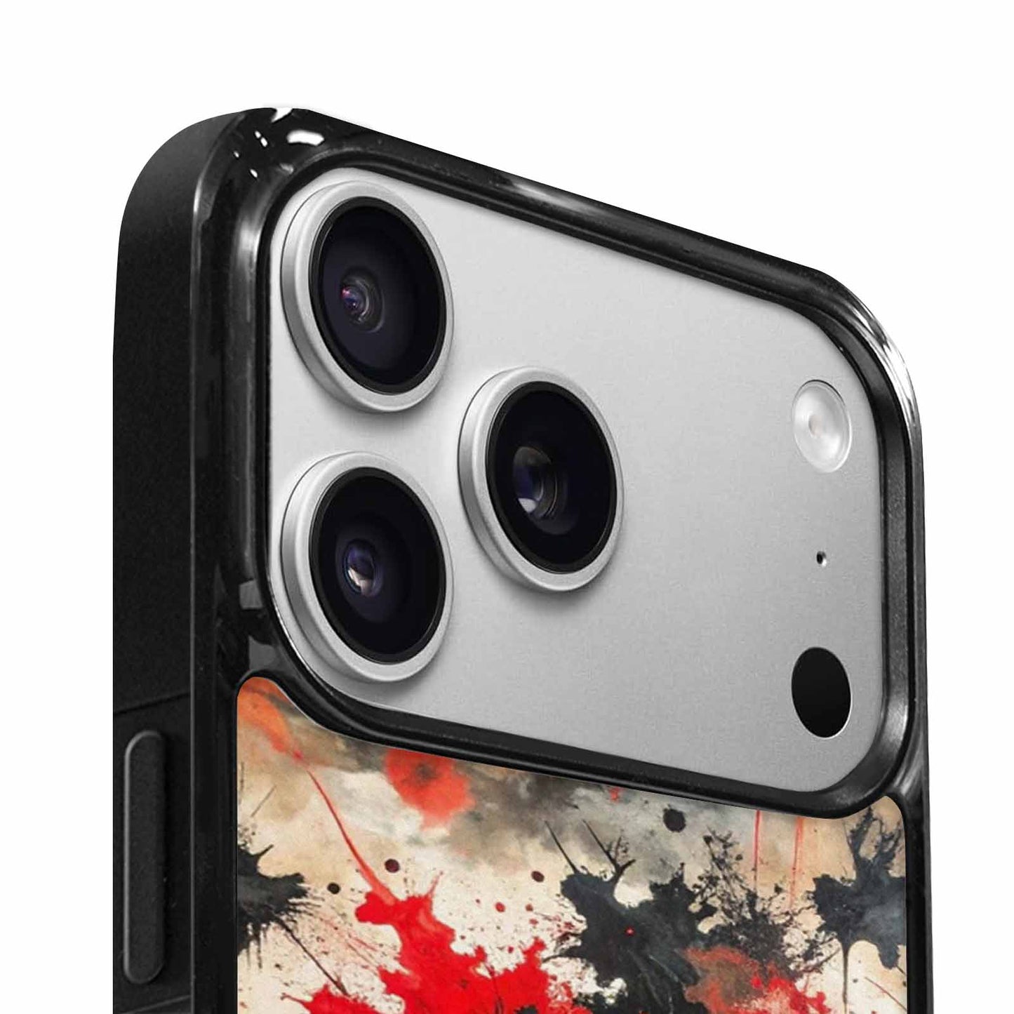 iPhone 17 Pro Case — Black Red Ink Camo Patches Camo, Custom Print Case Cover