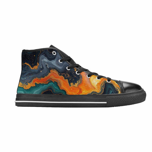 WOMEN'S Marble Dark High Top Canvas Vivid Custom Sneakers