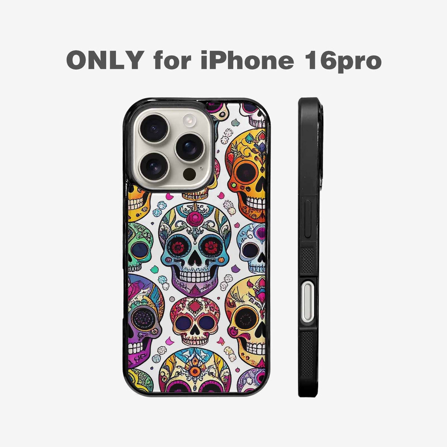 iPhone 16 Pro Case — Vibrant Skull Seamless, Personalized Phone Case