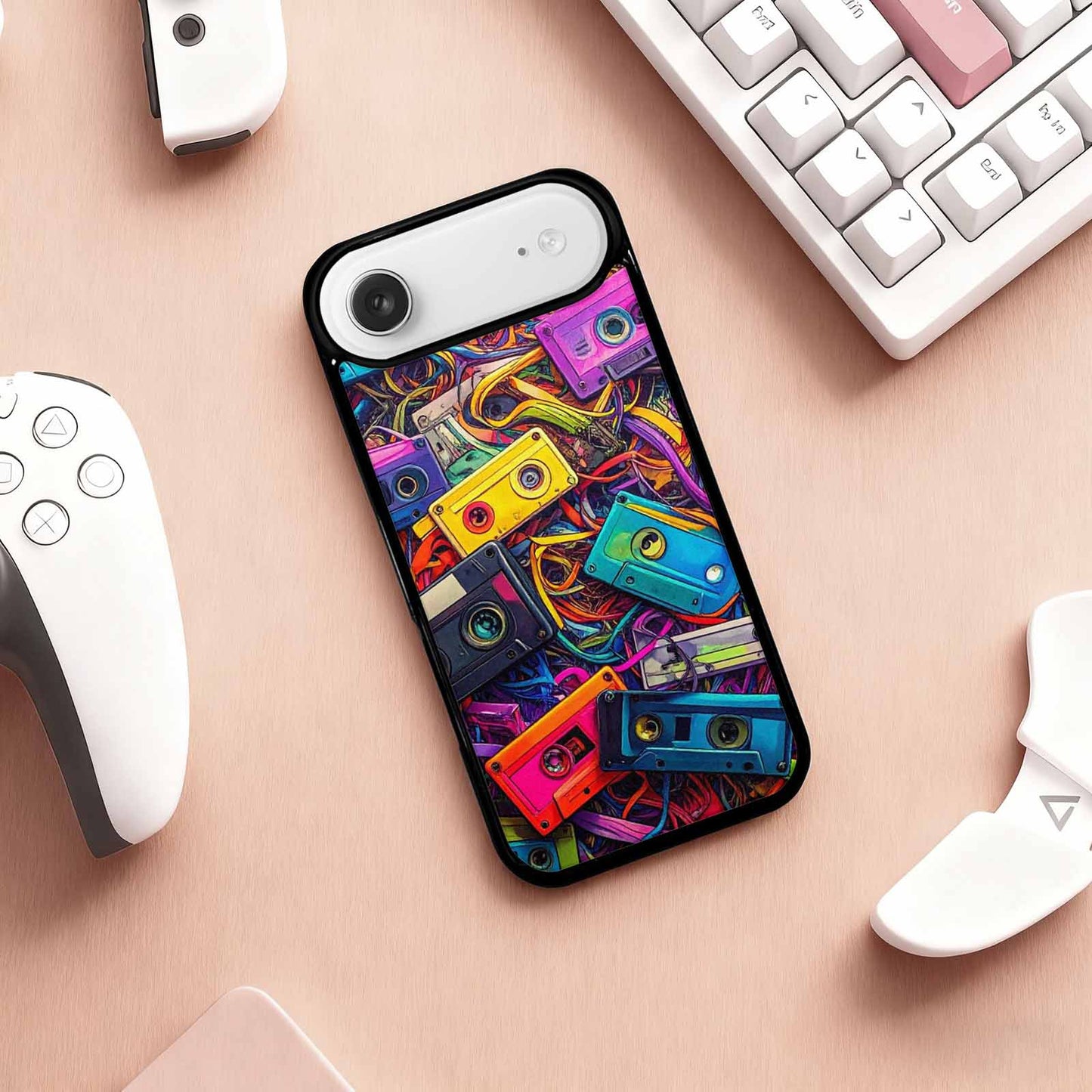 iPhone 17 Air Case — Retro Cassette Tape Pattern Hundreds Retro, Custom Art Phone Cover
