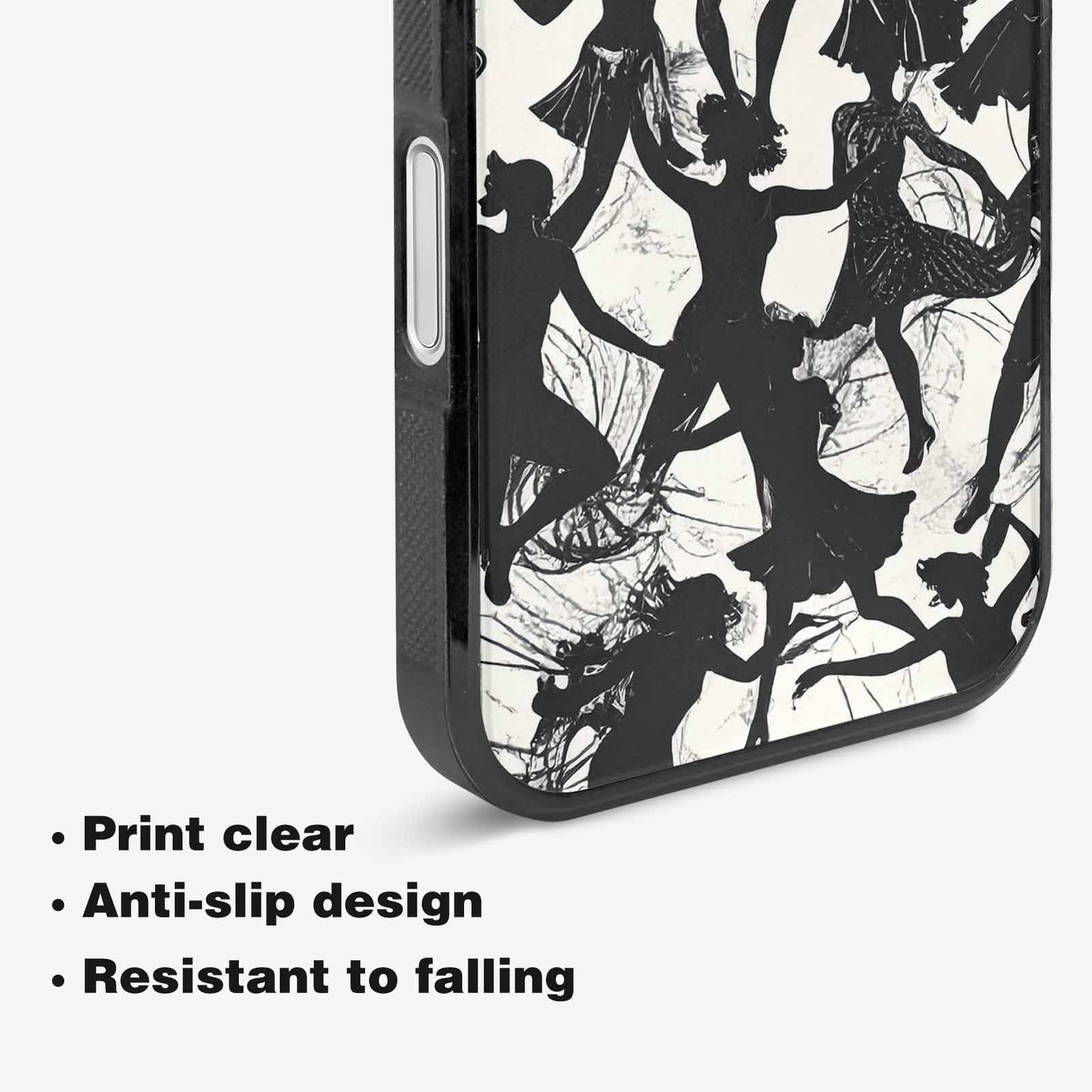 iPhone 16 Plus Case — Bold Dancing Figure Line Art Pattern, Custom Printed Phone Case