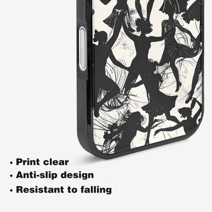 iPhone 16 Plus Case — Bold Dancing Figure Line Art Pattern, Custom Printed Phone Case