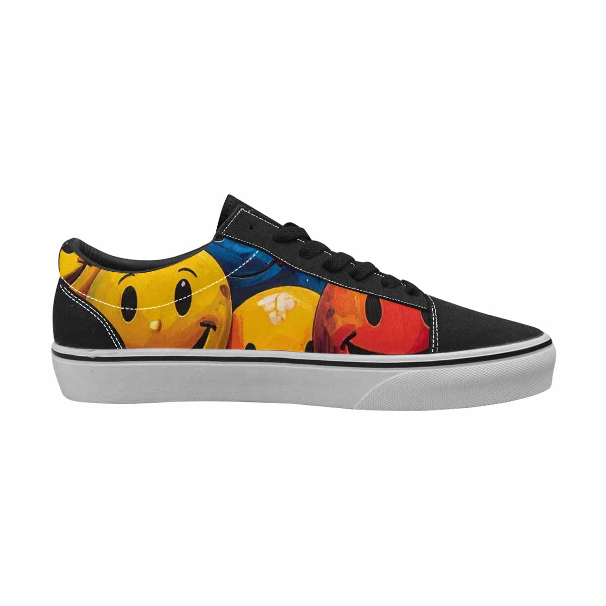 WOMEN'S Smiley Faces Lace-Up Canvas Vivid Custom Sneakers