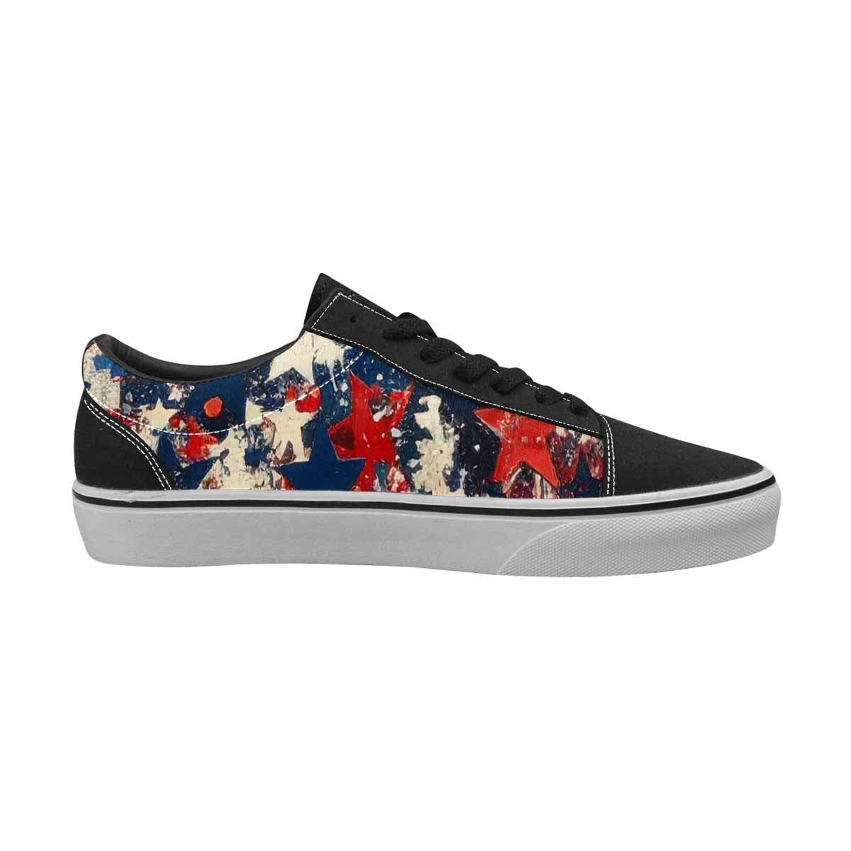 WOMEN'S Patriotic Stars Stripes Lace-Up Canvas Vibrant Chaos Sneakers