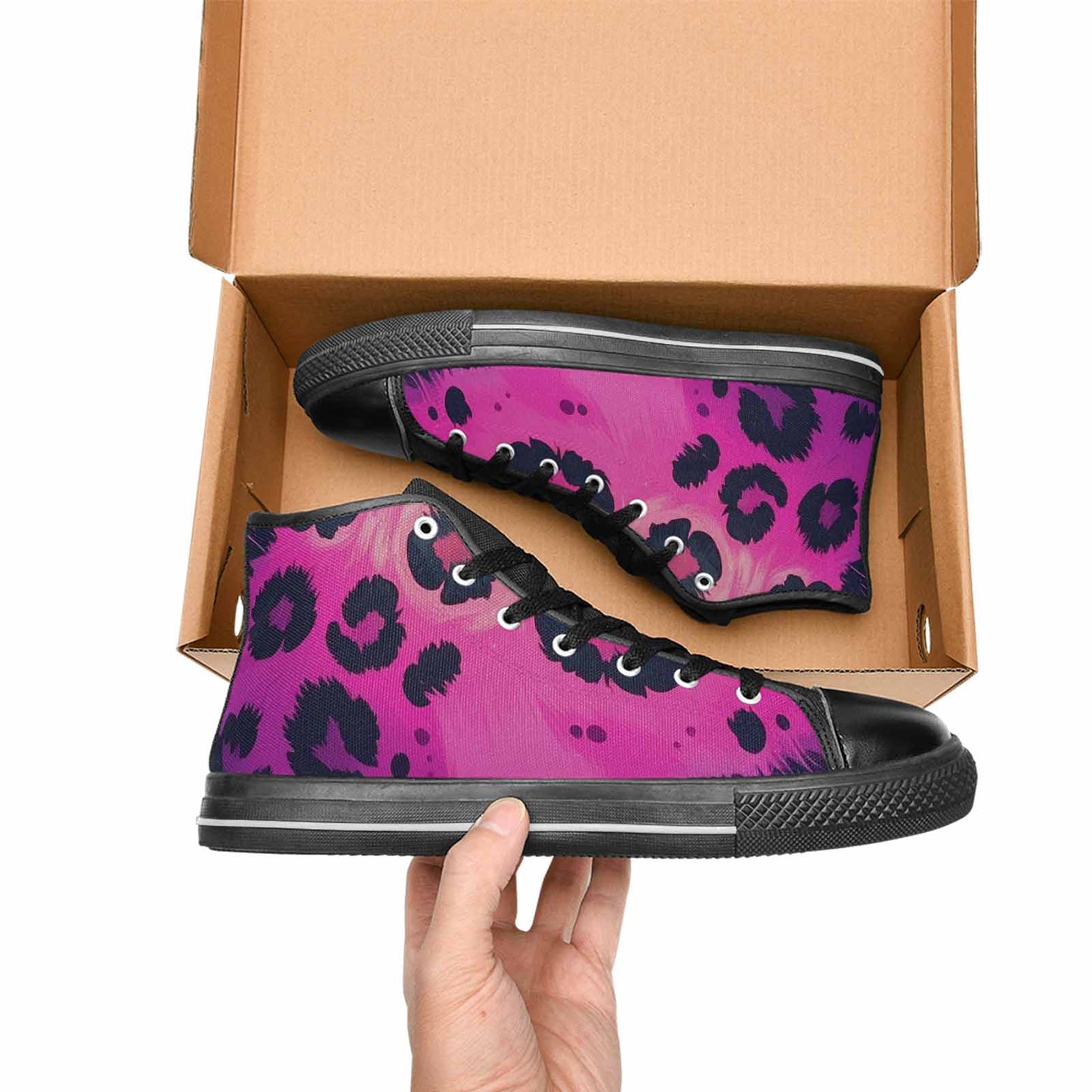 MEN'S Leopard Melting Neon High Top Canvas Surreal Sneakers