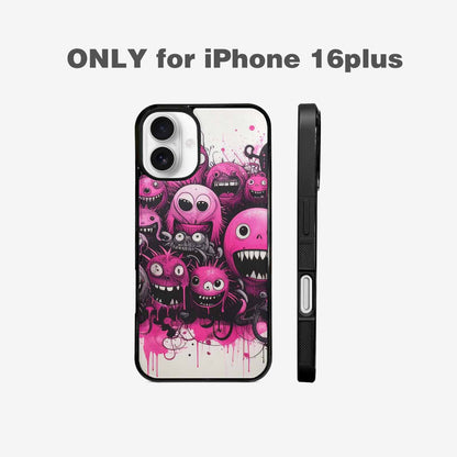 iPhone 16 Plus Case — Monsters General Black Pink Ink Cartoon, Customized Protective Case