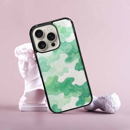 iPhone 16 Pro Case — Camo Mint Green White, Customized Protective Case