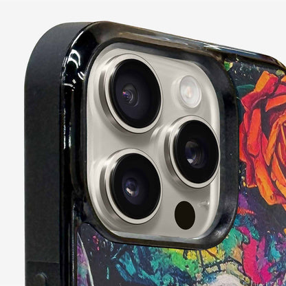 iPhone 16 Pro Max Case — Skulls Roses Acid Wash, Custom Made Phone Cover