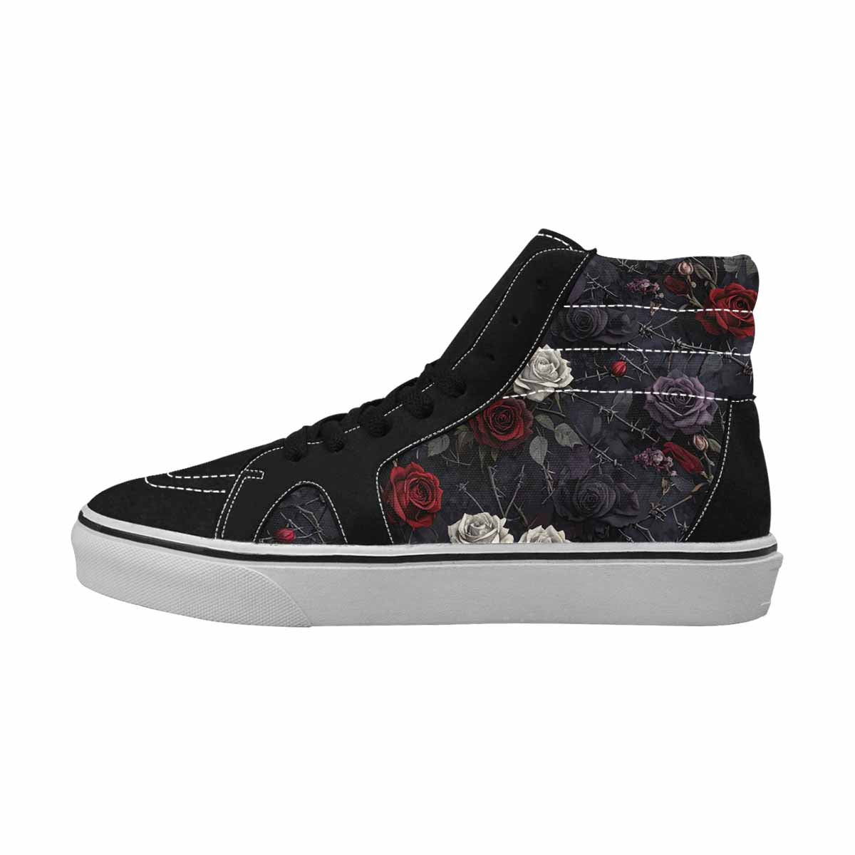 WOMEN'S Black Gothic Rose High Top Canvas Dreamcore Shoes