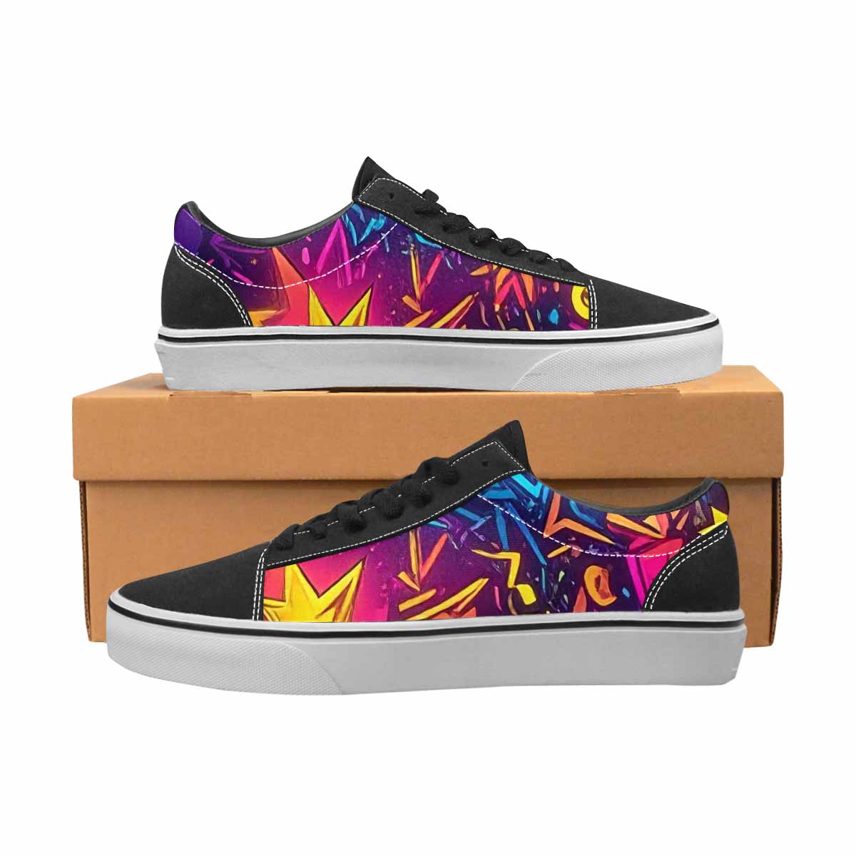 WOMEN'S 80s Retro Motif 80s Lace-Up Canvas Kaleidoscope Custom Sneakers