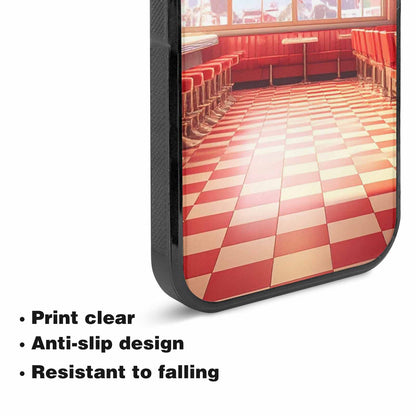 iPhone 15 Plus Case — 1950s Diner Cartoon Art Pattern, Custom Phone Case