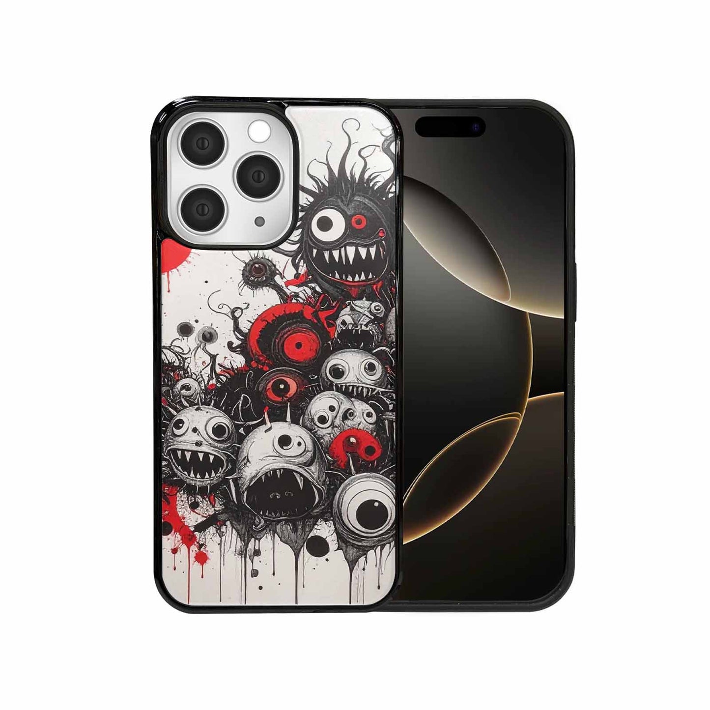 iPhone 15 Pro Max Case — Multi Eye Monster Black Red Ink, Custom Art Phone Cover