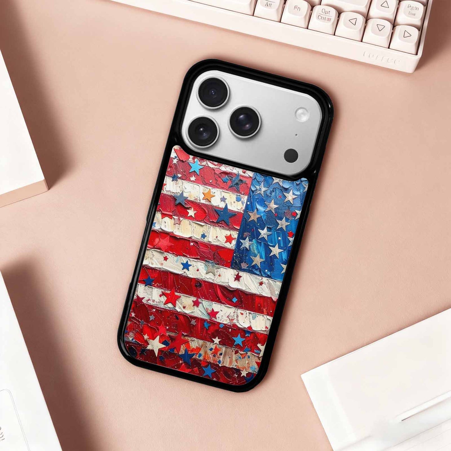 iPhone 17 Pro Case — Patriotic Stars And Stripes American Galaxy, Personalized Phone Case