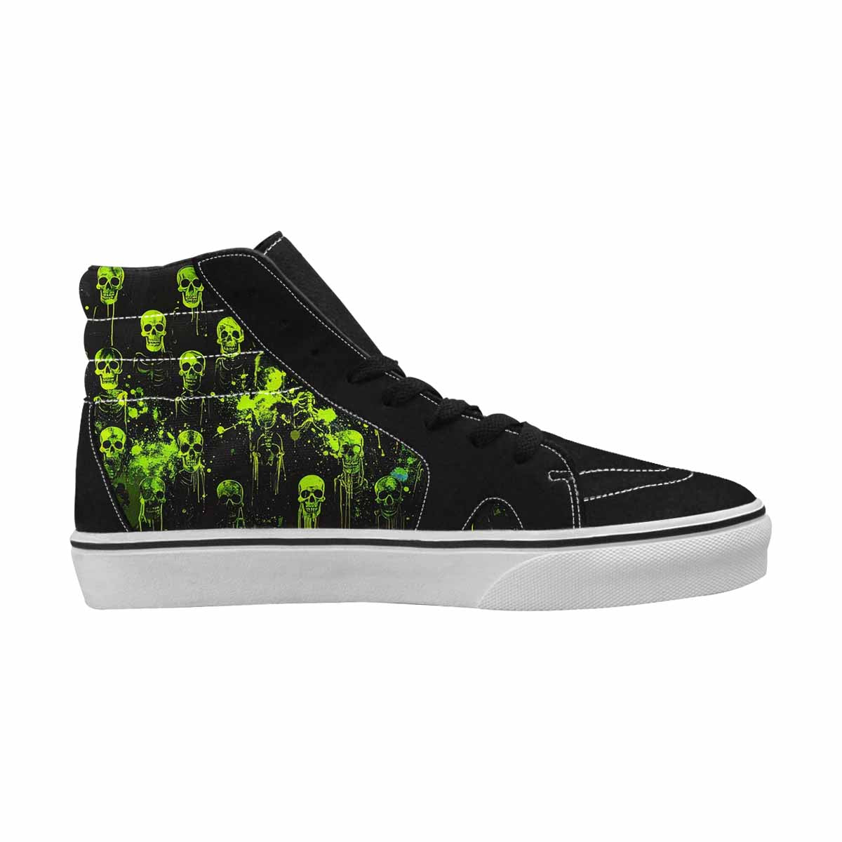 MEN'S Skeletons × Neon Green High Top Canvas Vibrant Chaos Custom Sneakers