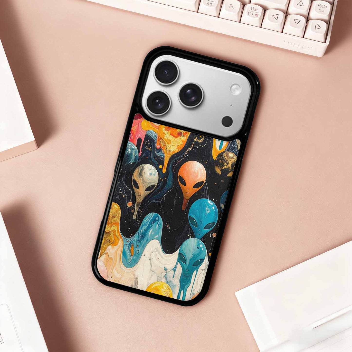 iPhone 17 Pro Case — Aliens Marblealiens Pattern Uk0 Alien Scifi, Custom Art Phone Cover