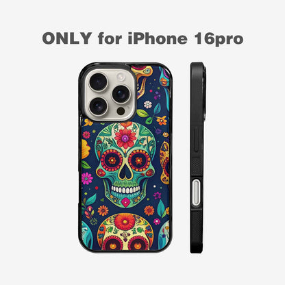 iPhone 16 Pro Case — Rainbow Sugar Skull Weave, Custom Print Case Cover