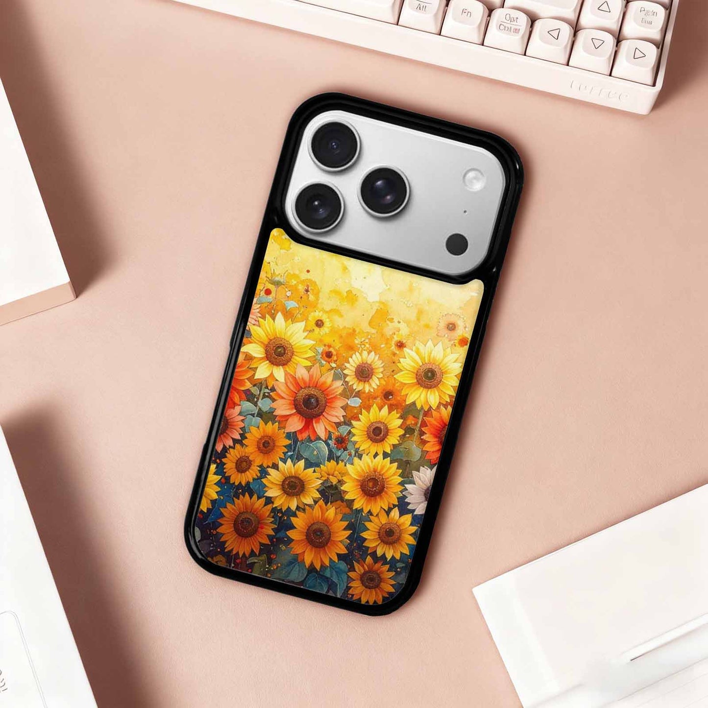 iPhone 17 Pro Case — Full Color Vibrant Sunflower Burst Floral, Custom Made Phone Cover