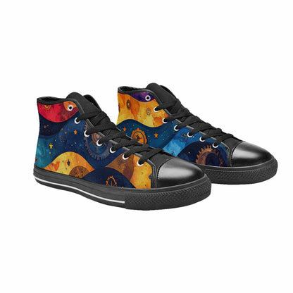 WOMEN'S Steampunk Galaxy High Top Canvas Wallpaper Art Custom Sneakers