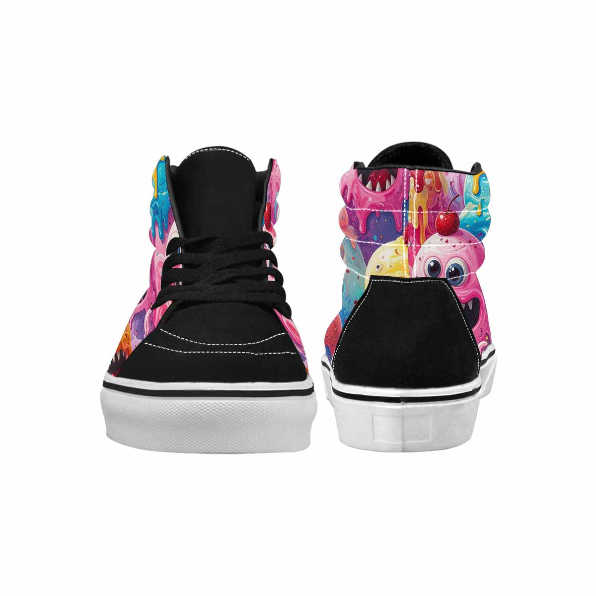 MEN'S Melting Icecream Monster Cherry High Top Canvas Neon Fantasy Shoes