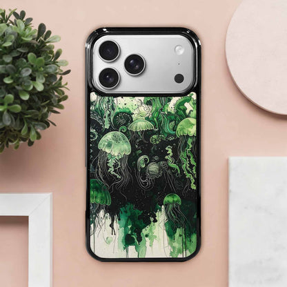 iPhone 17 Pro Max Case — Sea Creature Burst Black Original Art, Personalized Phone Case