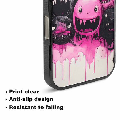 iPhone 15 Pro Max Case — Monsters General Black Pink Ink Cartoon, Custom Printed Phone Case