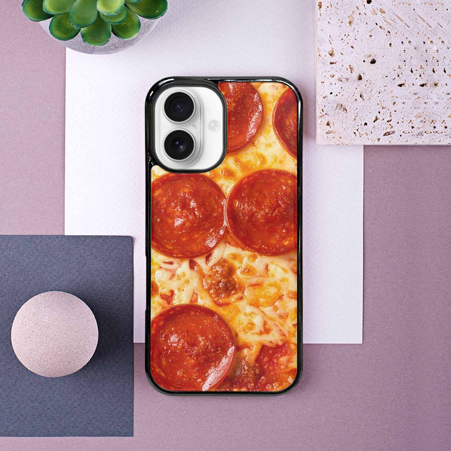 iPhone 16 Case — Pepperoni Pizza Print Custom, Unique Phone Case Design