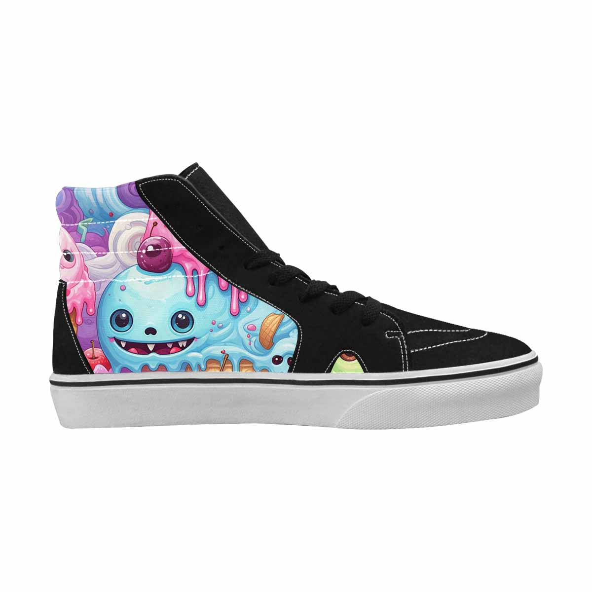 WOMEN'S Melting Icecream Monster Cherry High Top Canvas Vivid Custom Sneakers