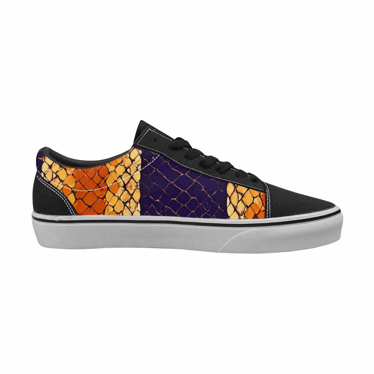 WOMEN'S Dark Snake Print Canvas Lace-Up Wallpaper Art Shoes