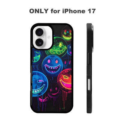 iPhone 17 Case — Smiley Faces Glow Original Art, Unique Phone Case Design