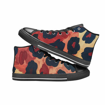 WOMEN'S Leopard Wallpaper Print High Top Canvas Wallpaper Art Sneakers