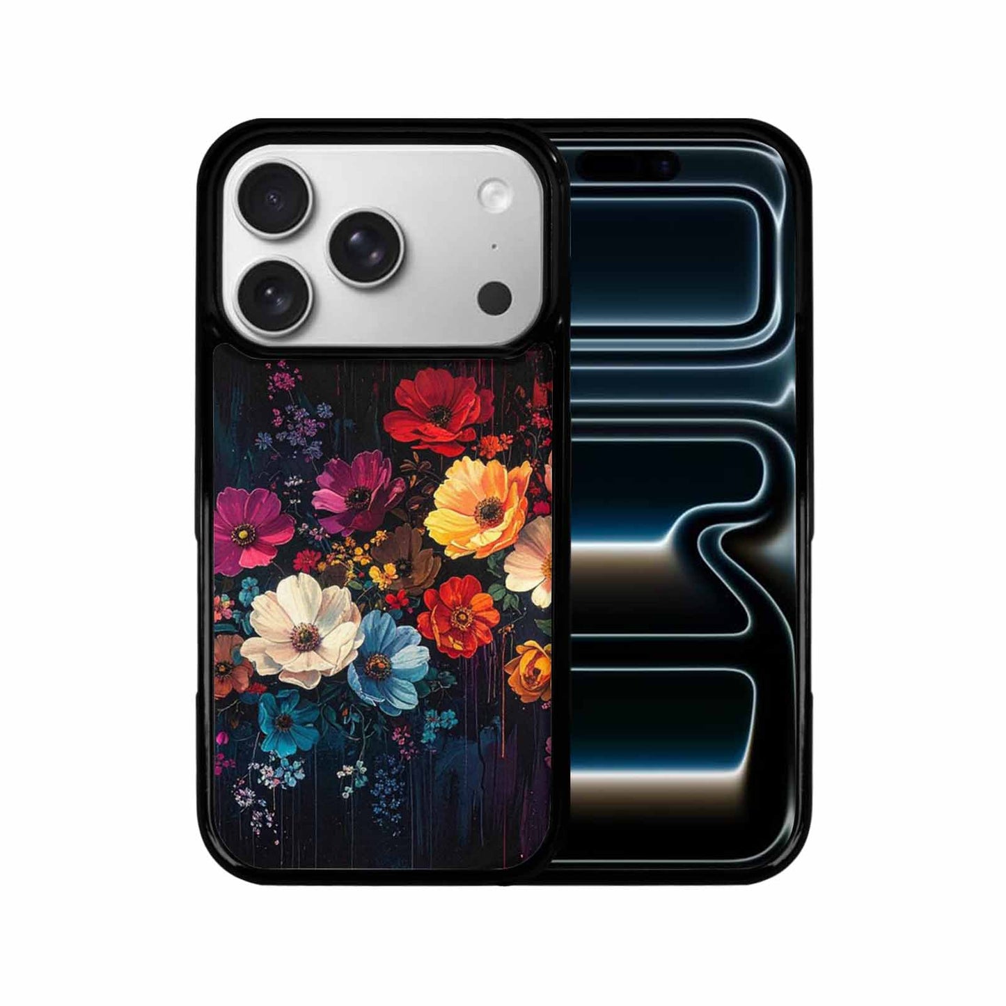 iPhone 17 Pro Case — Shadowy Glitch Floral Pattern Hundreds Floral, Unique Phone Case Design