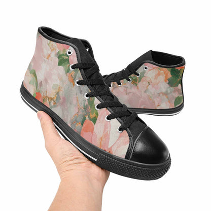 WOMEN'S Marble Floral High Top Canvas Neon Fantasy Custom Shoes