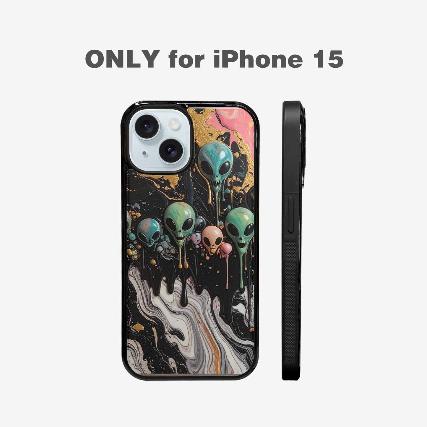 iPhone 15 Case — Aliens Marblemelting Aliens Pa Ciq, Unique Phone Case Design