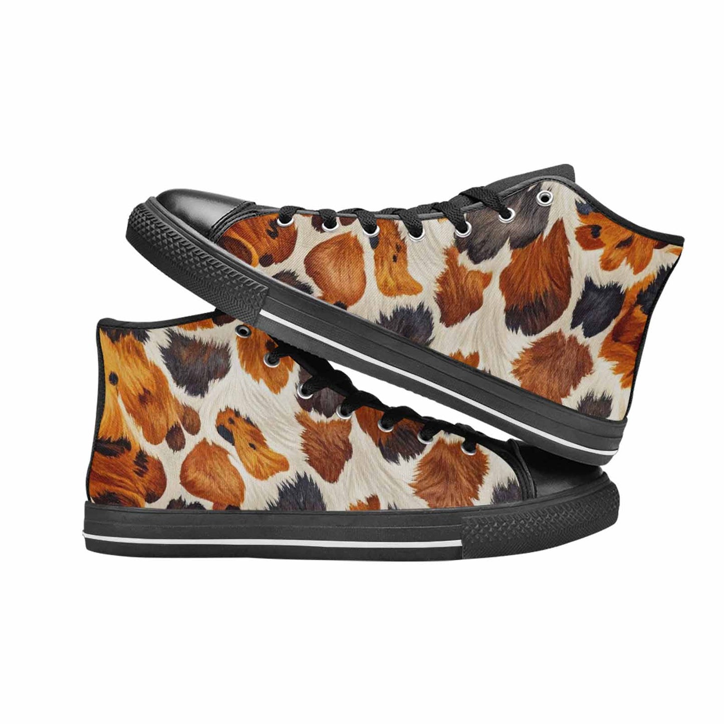 MEN'S Cow Animal Print High Top Canvas Wallpaper Art Sneakers