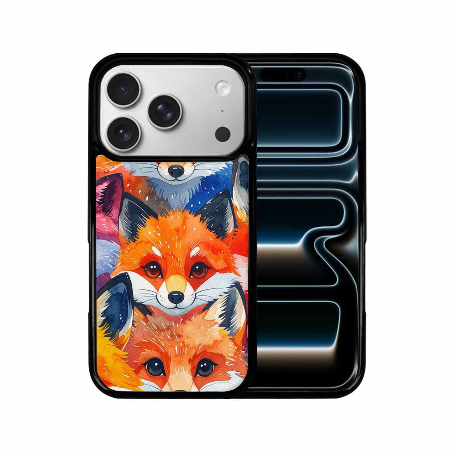 iPhone 17 Pro Case — Watercolor Kawaii Fox Faces Watercolor Abstract, Custom Printed Phone Case