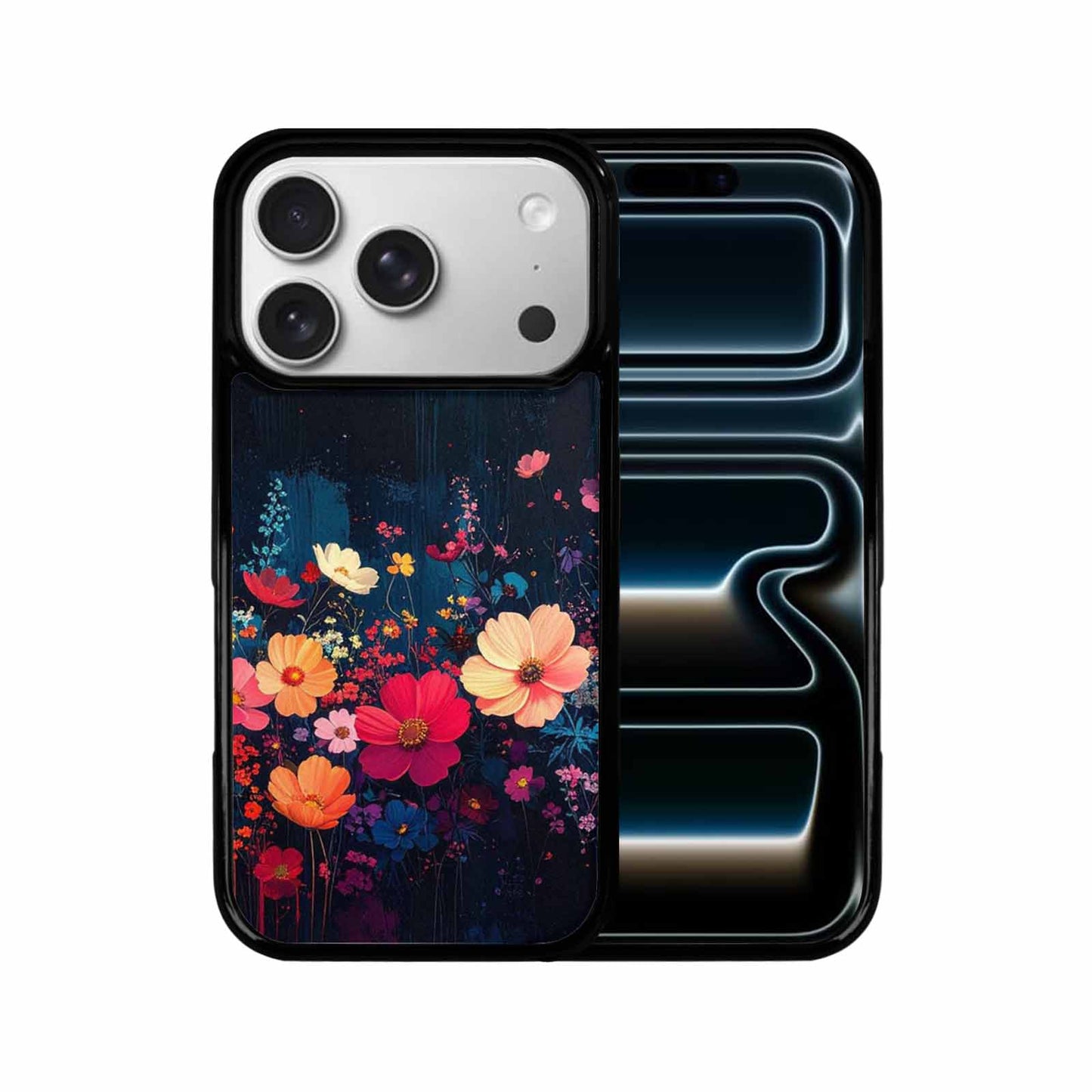 iPhone 17 Pro Case — Shadowy Glitch Floral Pattern Hundreds Floral, Custom Print Case Cover