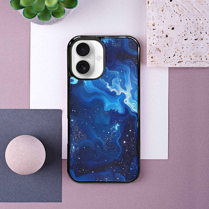 iPhone 16 Case — Galaxy Art Blue Starfield Small Galaxy, Custom Designed Case Cover