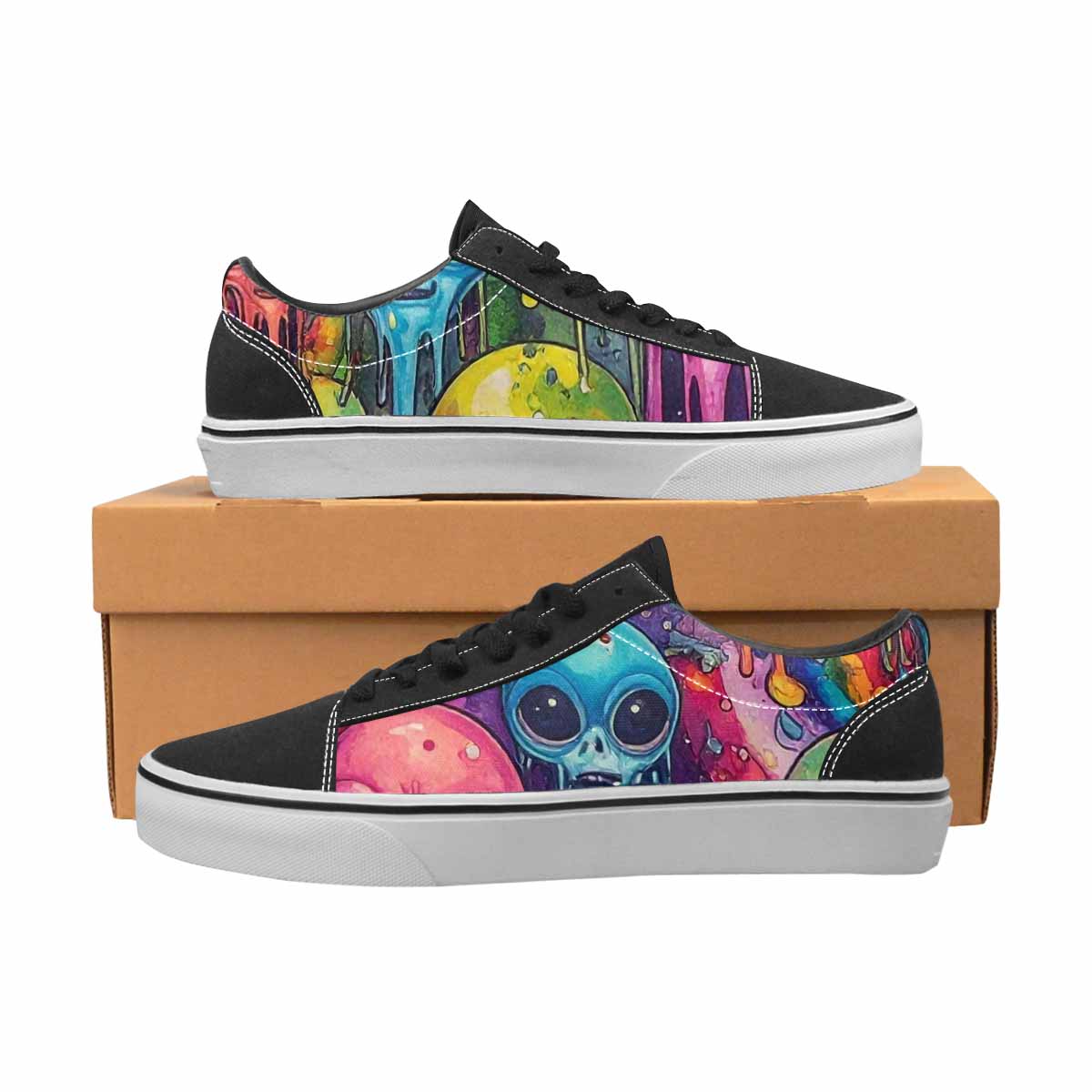 WOMEN'S Melting Aliens Lace-Up Canvas Kaleidoscope Sneakers