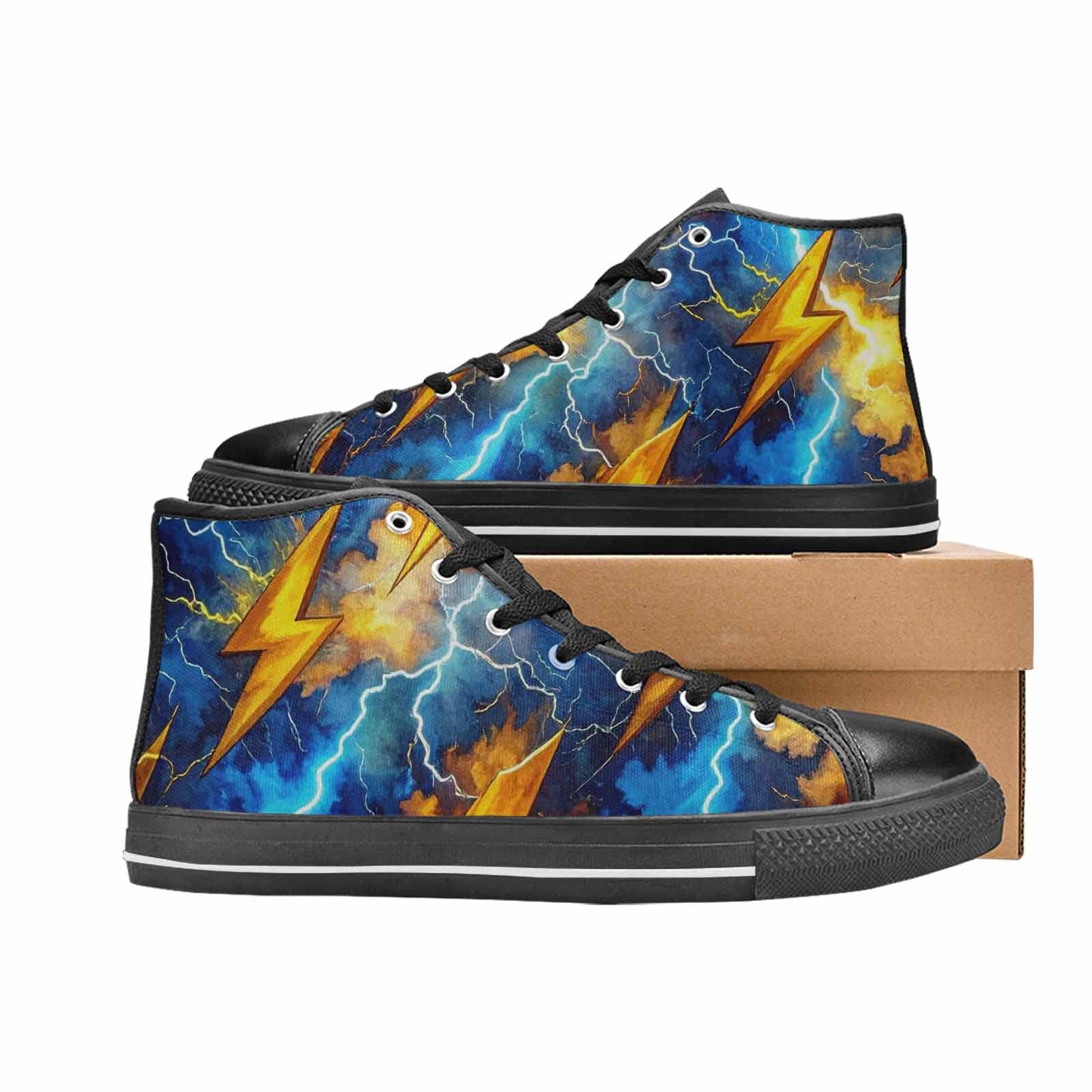 WOMEN'S Lightning Bolt High Top Canvas Surreal Custom Sneakers