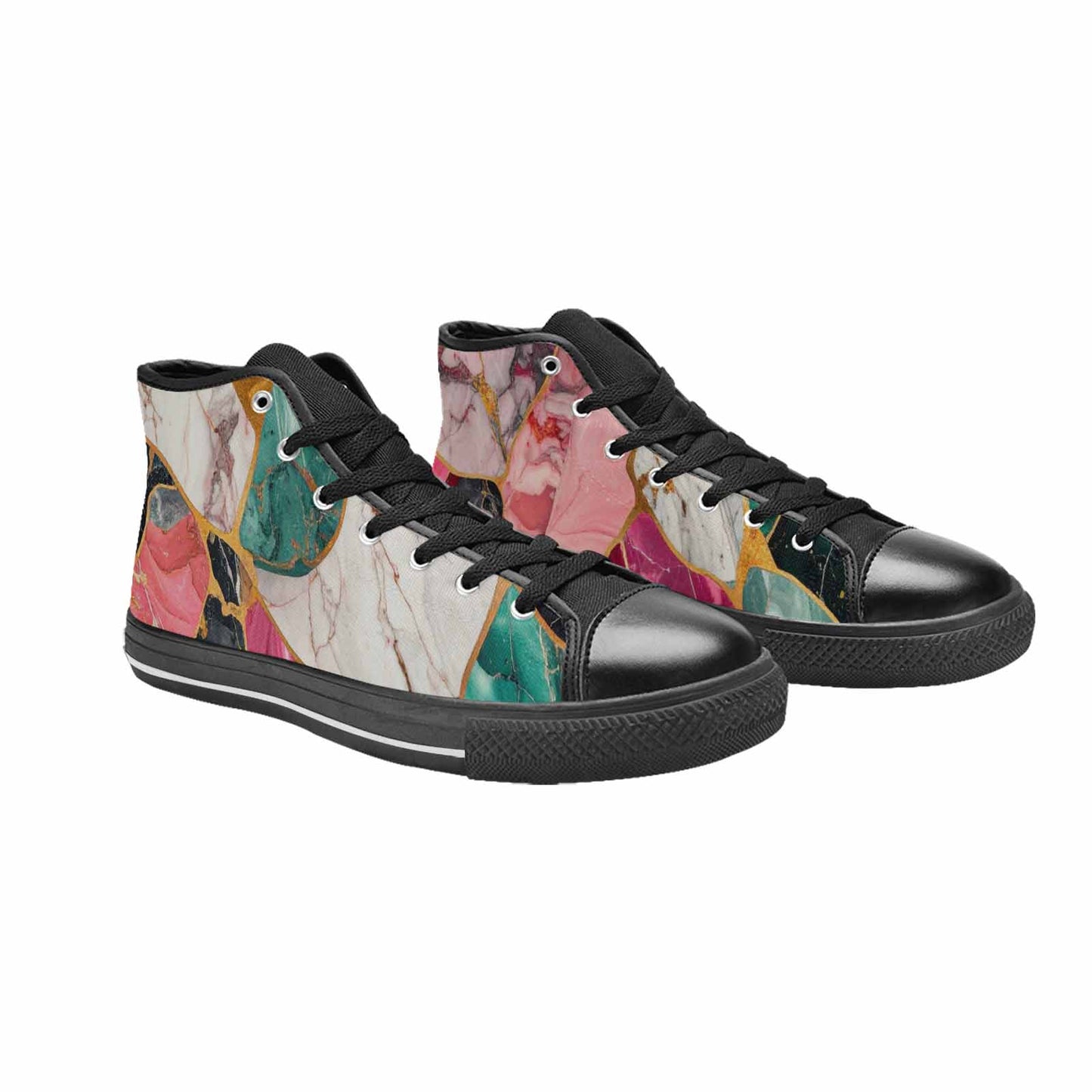 MEN'S Marble Stone Texture High Top Canvas Wallpaper Art Sneakers