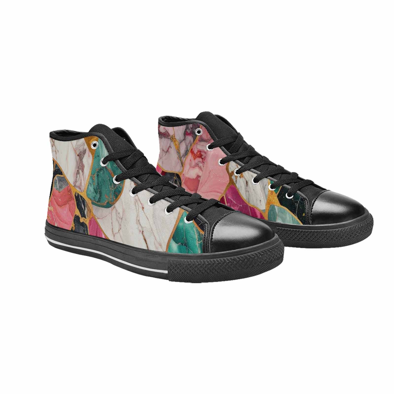 MEN'S Marble Stone Texture High Top Canvas Wallpaper Art Sneakers