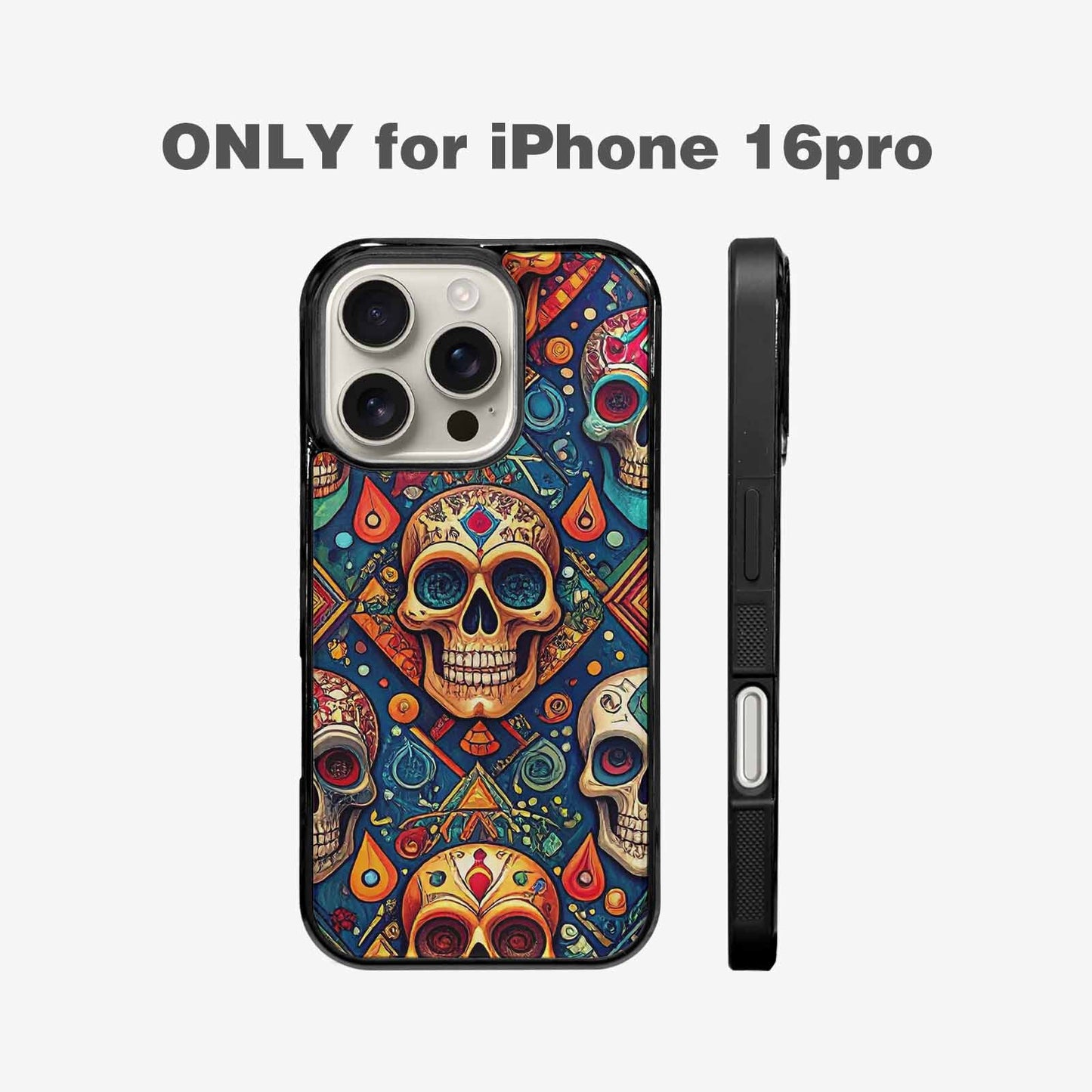 iPhone 16 Pro Case — Sacred Geometry Lots Of Skulls Seamless, Customized Protective Case